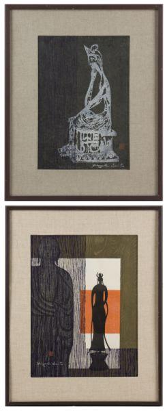 Appraisal: Kiyoshi Saito Japan - Two Woodblocks colored prints signed Kiyoshi