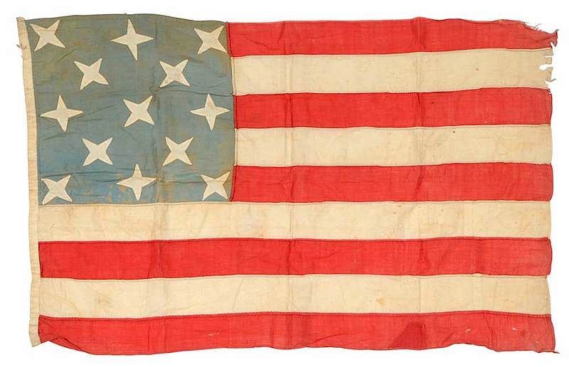 Appraisal: Star Nine Stripe Folk Art American Flag Antique flag with