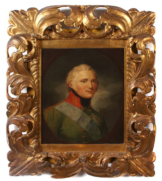 Appraisal: German School A portrait of a military officer oil on