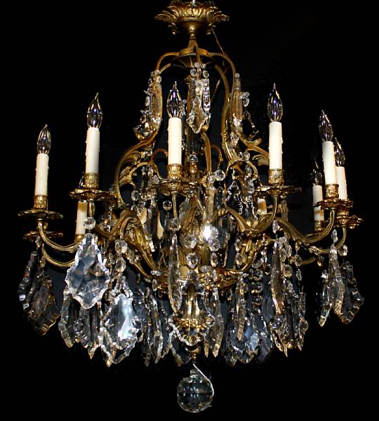 Appraisal: A Louis XV style gilt bronze and cut glass sixteen