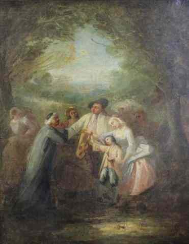 Appraisal: Oil on Canvas of Figures in the Woods in the