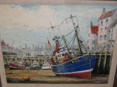 Appraisal: JACK RIGG - Low Tide Bridlington Harbour oil on board