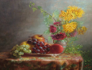 Appraisal: British school late th Century- Still-life of fruit and flowers