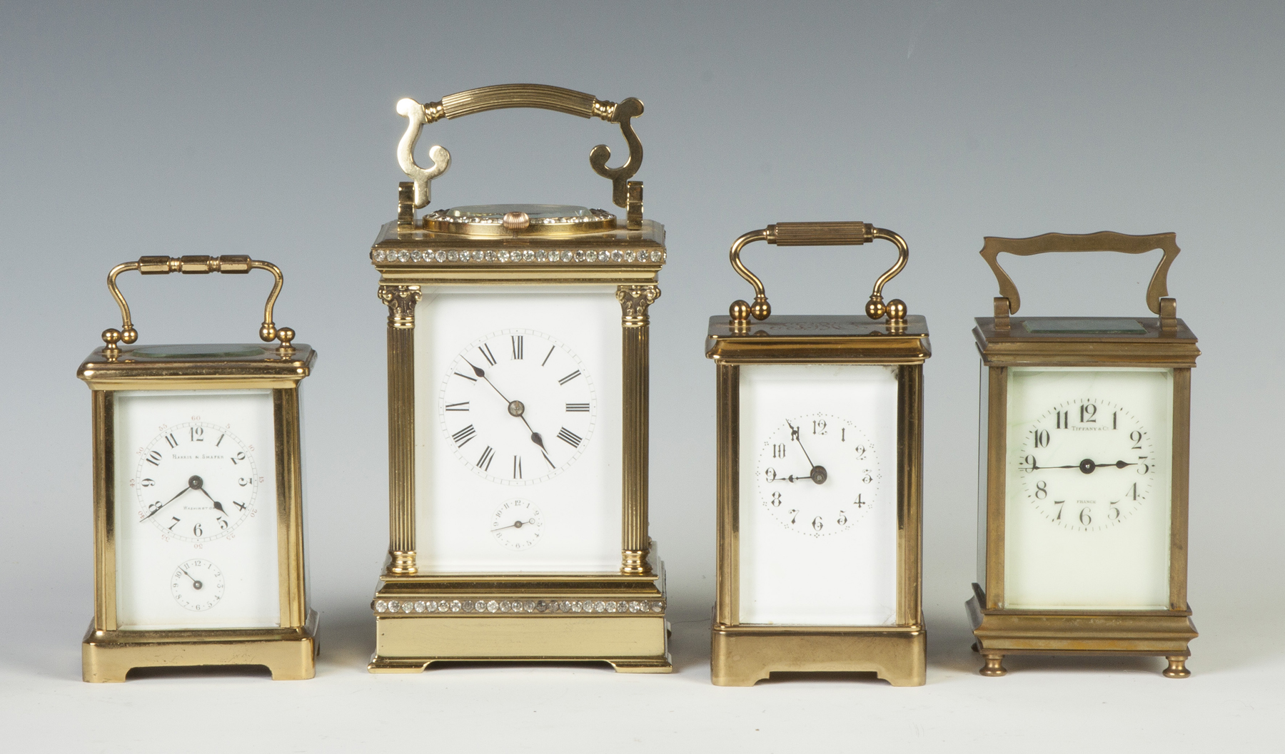 Appraisal: French Carriage Clock with Alarm Brass case w beveled glass