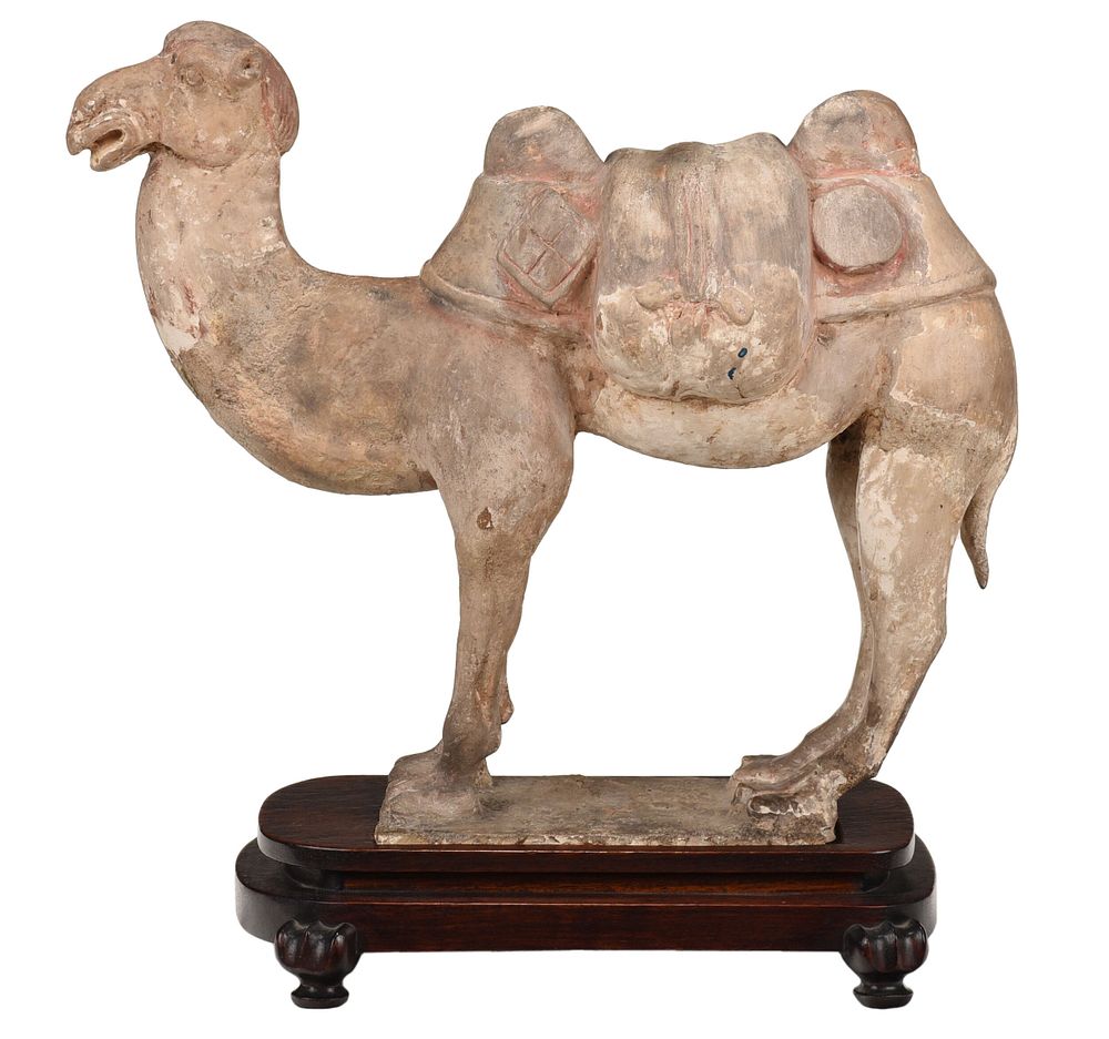 Appraisal: Chinese Terracotta Sculpture of a Bactrian Camel probably Tang dynasty