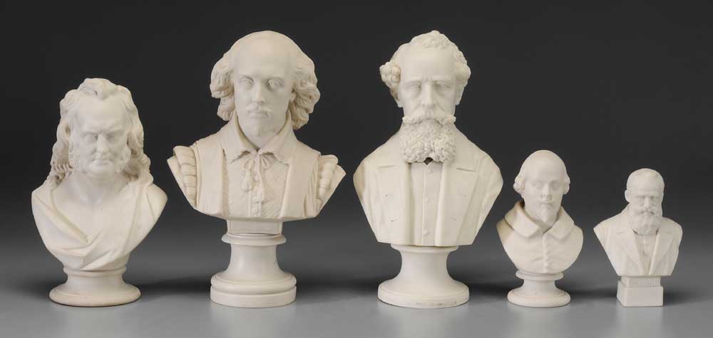 Appraisal: Five Parian Portrait Busts William Shakespeare marked Crystal Palace Art