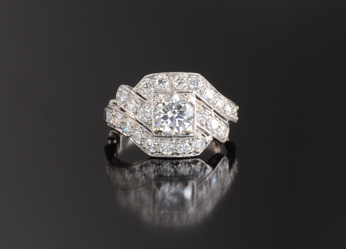 Appraisal: PLATINUM AND K GOLD CT DIAMOND RING At the center