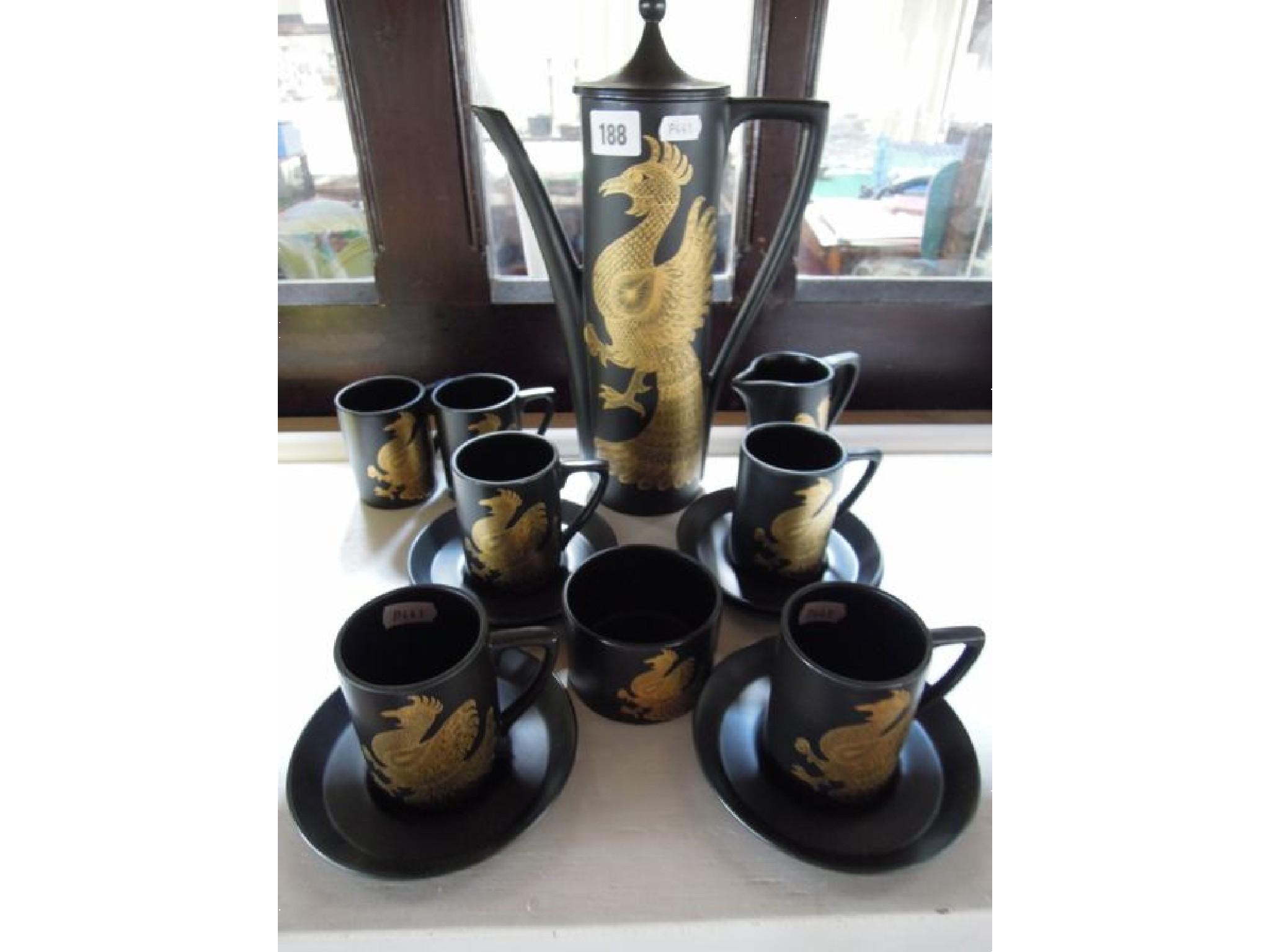 Appraisal: A Portmeirion Pottery 'Phoenix' by John Cuffley coffee set in