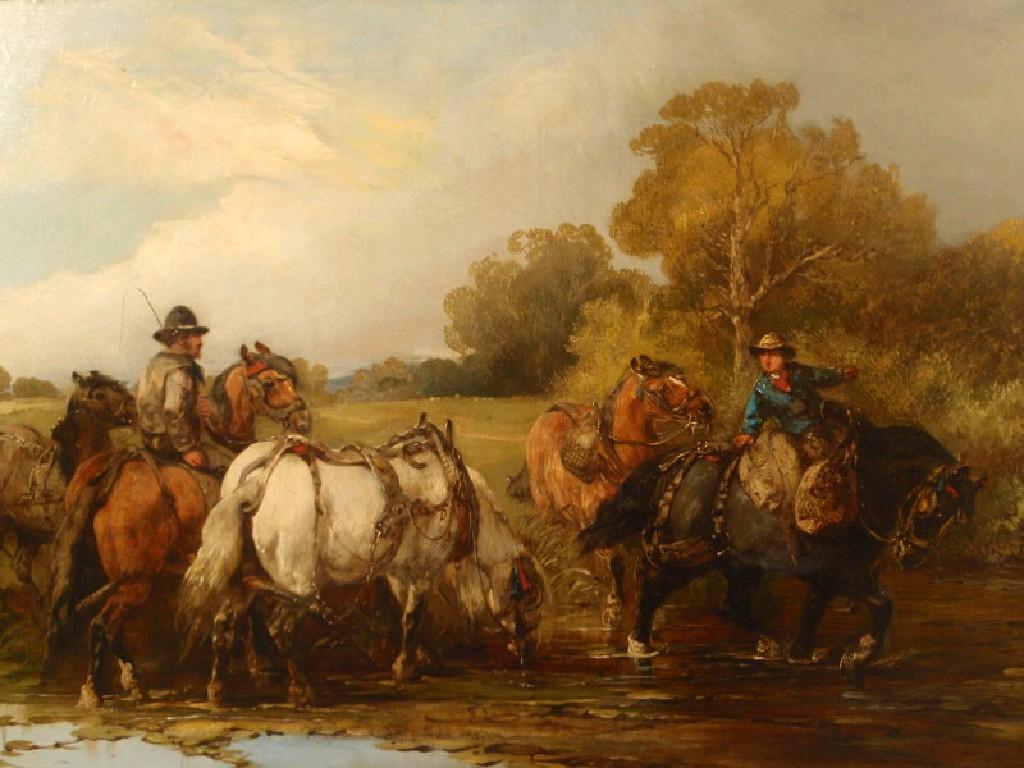 Appraisal: Harden S Melville - Working horse by riverbank oil on