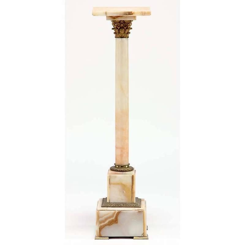 Appraisal: French Alabaster Pedestal circa Corinthian column three part form with