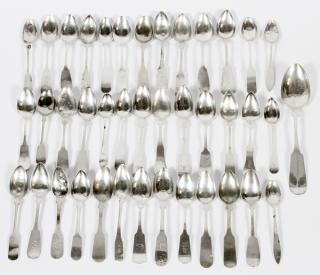 Appraisal: GROUP OF MOSTLY AMERICAN COIN SILVER SPOONS GROUP OF MOSTLY