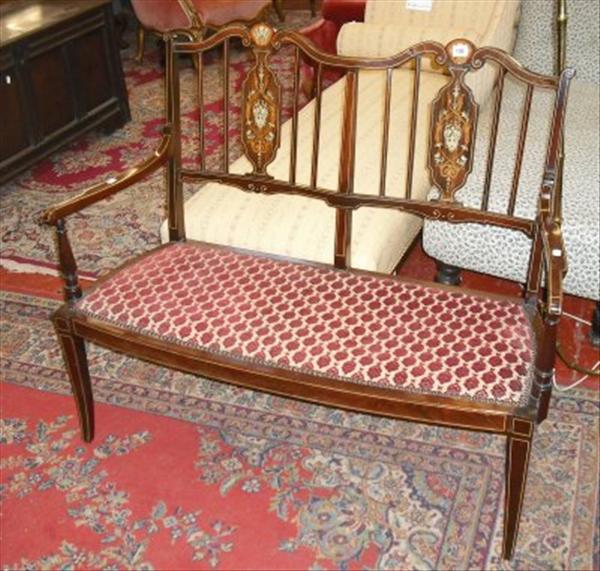 Appraisal: An Edwardian inlaid rosewood settee