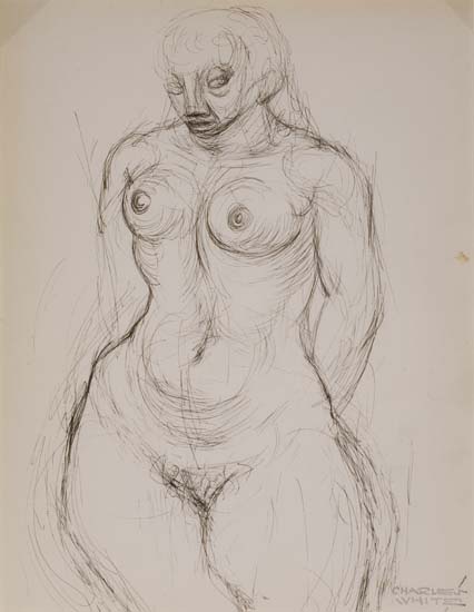 Appraisal: CHARLES WHITE - Female Nude Pen and ink on wove