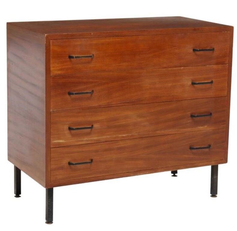 Appraisal: Italian mid-century modern four drawer teak commode 's rising on