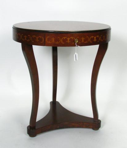 Appraisal: Vintage Mahogany Inlaid Lamp Table one drawer '' diameter ''