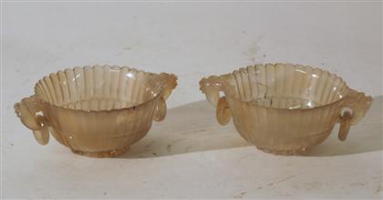 Appraisal: Pair of Chinese carved agate cups th century