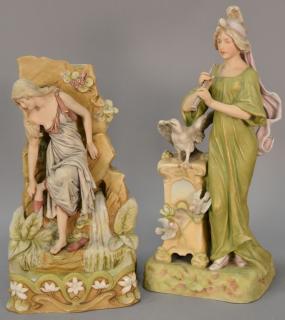 Appraisal: Two large Royal Dux figures including girl playing clarinet ht