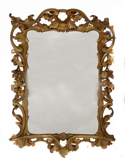 Appraisal: AN TH CENTURY STYLE CARVED GILTWOOD HANGING WALL MIRROR with