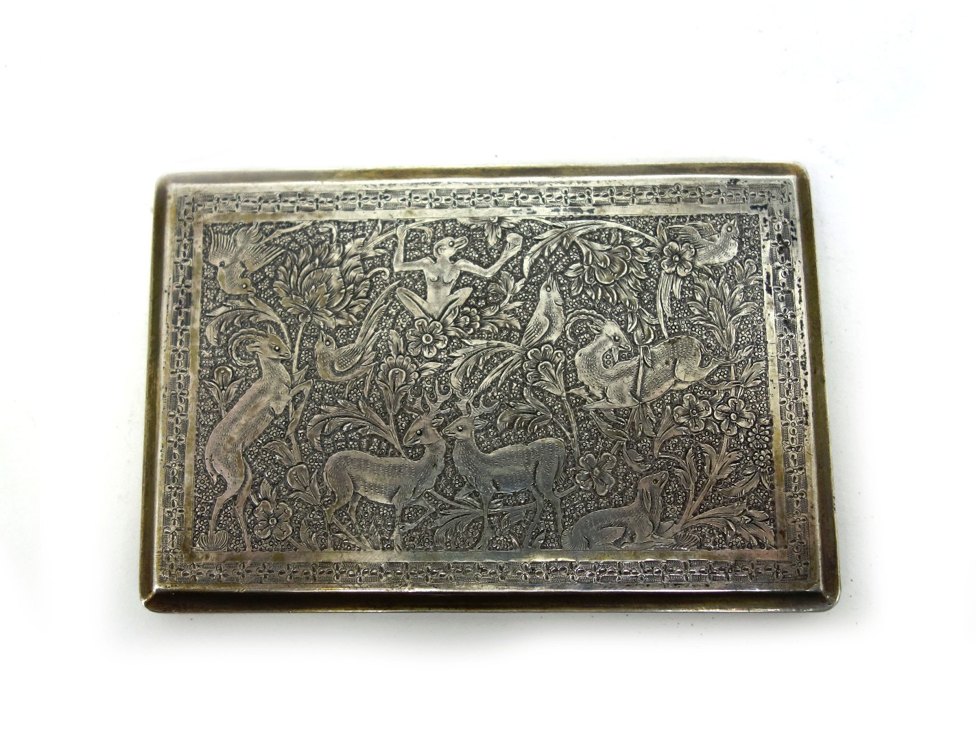 Appraisal: A Turkish rectangular cigarette case decorated on one side with