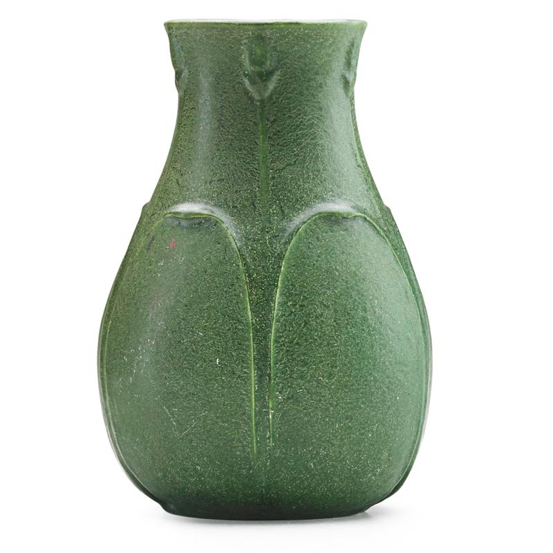 Appraisal: GRUEBY Corseted vase with leaves Condition Report Small fleck to