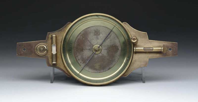 Appraisal: TH CENTURY BRASS SURVEYOR S COMPASS Unmarked No stand balance