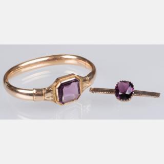 Appraisal: A kt Yellow Gold and Amethyst Bracelet A kt Yellow