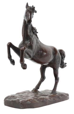 Appraisal: Cast iron sculpture Rearing Horse in a bronze patina horse