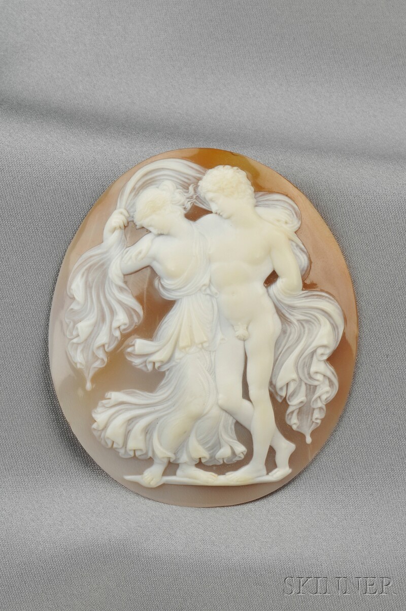 Appraisal: Antique Shell Cameo depicting Eos embracing Cephalus the nude male