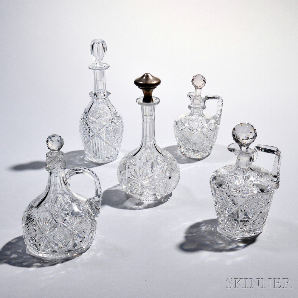 Appraisal: Five American Cut Glass Decanters late th early th century