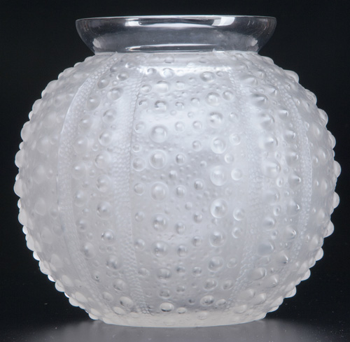 Appraisal: R LALIQUE Vase Oursin clear and frosted c M p