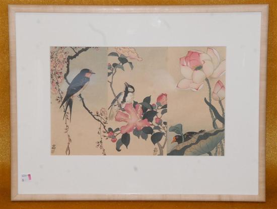 Appraisal: KOSON OHARA - Color woodblock Tanzaku Bird and Flower Designs