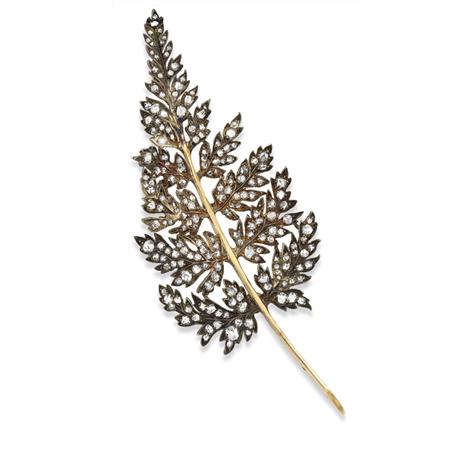 Appraisal: Antique Silver Gold and Diamond Leaf Brooch Estimate -