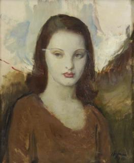 Appraisal: HOFFMAN Oil on Canvas Portrait of a Girl Signed and