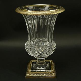 Appraisal: Faberge Crystal Gilt Metal Mounted Urn Faberge Crystal Gilt Metal