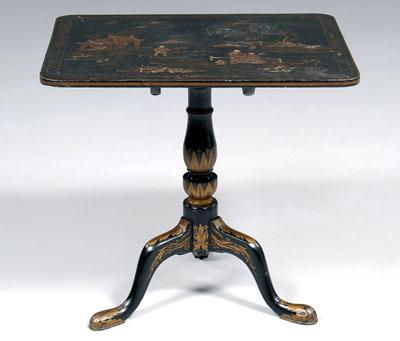 Appraisal: Queen Anne style japanned tea table rectangular tilting top baluster