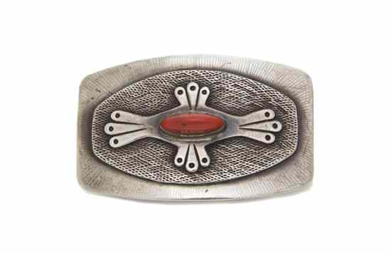 Appraisal: An Apache Sterling Silver Belt Buckle overlaid three times one