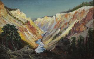 Appraisal: BILLING Frederick Oil on Board Yellowstone Unsigned but with R