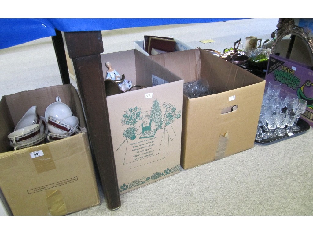 Appraisal: Lot comprising three boxes and a tray of assorted ceramics