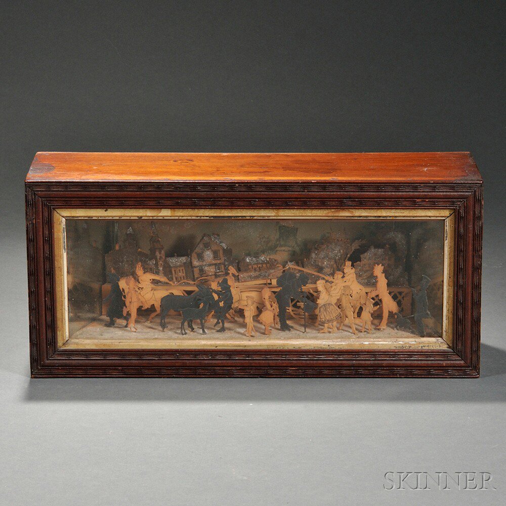 Appraisal: Cutout and Transfer-decorated Winter Scene Shadow Box Diorama of Boston