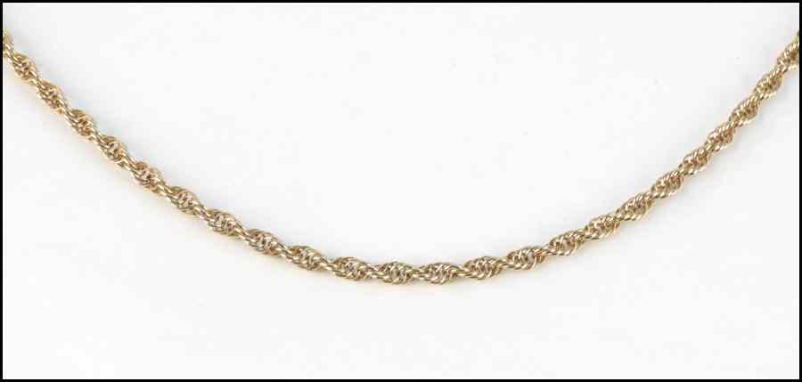 Appraisal: KARAT YELLOW GOLD ROPE NECKLACE Length '' Wt grams Condition