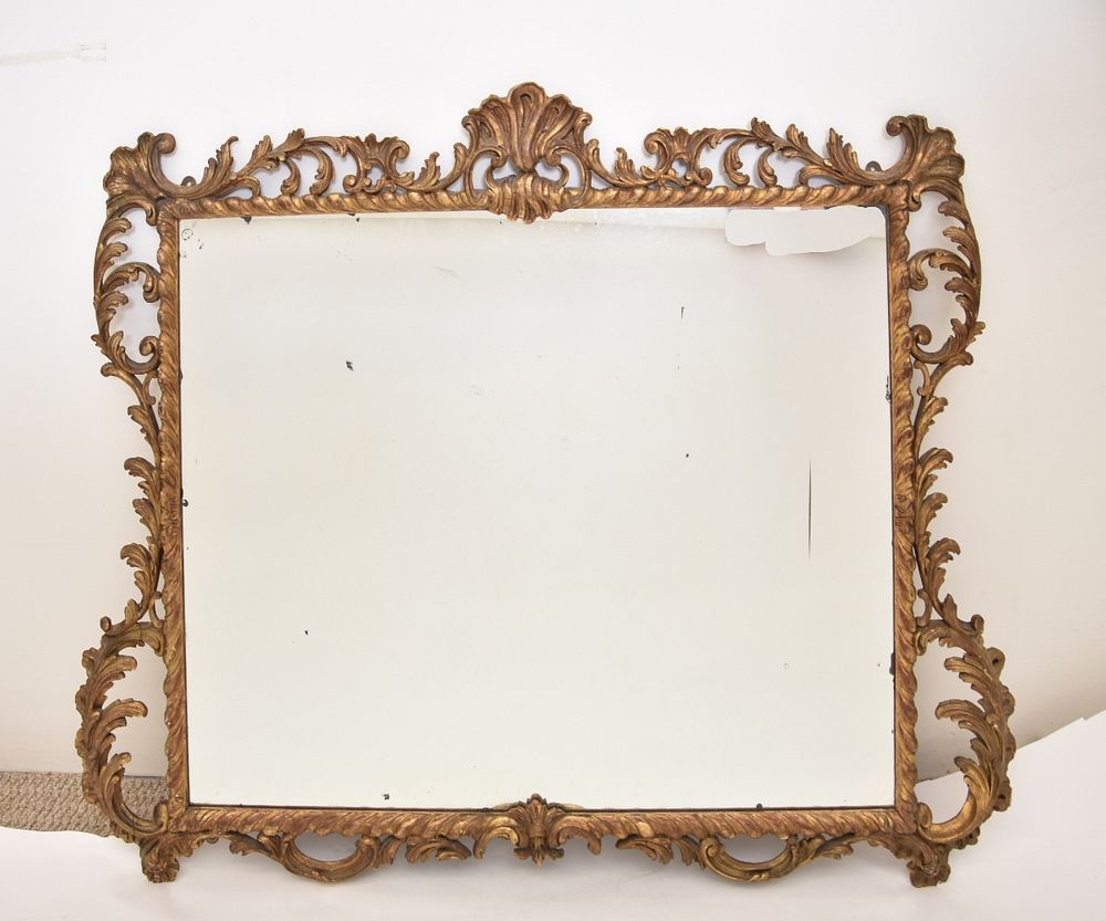 Appraisal: Large Gilt Carved Mirror Large gilt carved mirror with plywood