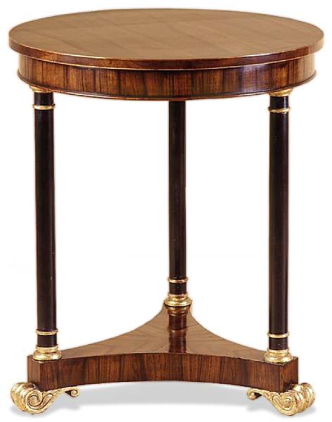 Appraisal: A French Empire style rosewood and giltwood gueridon The ebonized