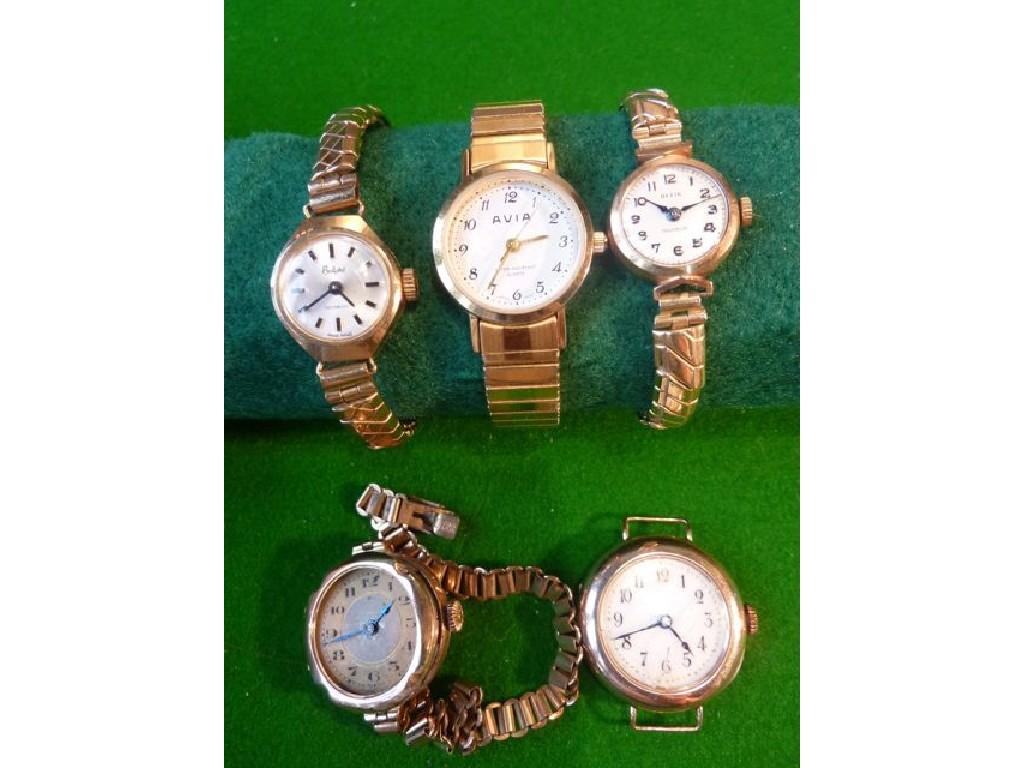 Appraisal: Two ct gold ladies wrist watches further watches and straps