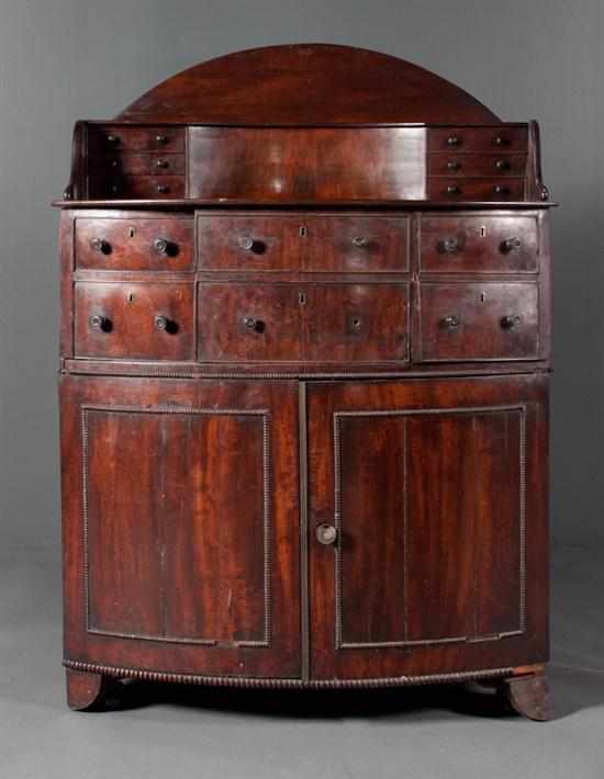 Appraisal: George IV mahogany demilune cabinet circa upper section with small