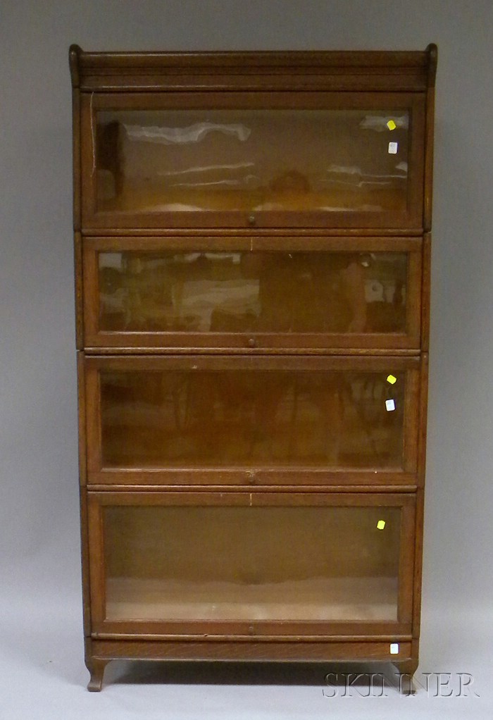 Appraisal: Humphrey-Widman Oak Four-Stack Barrister Bookcase ht wd dp in