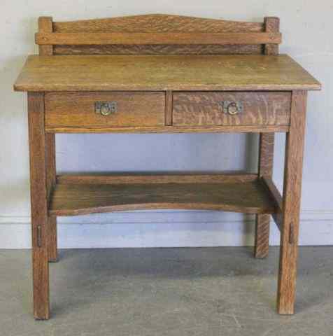 Appraisal: Arts and Crafts Mission Style Desk with BacksplashLetter Rack Possibly