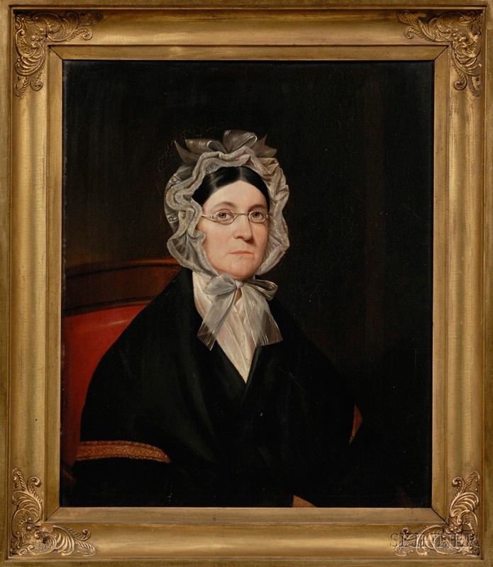 Appraisal: American School th Century Portrait of a Woman Wearing Spectacles