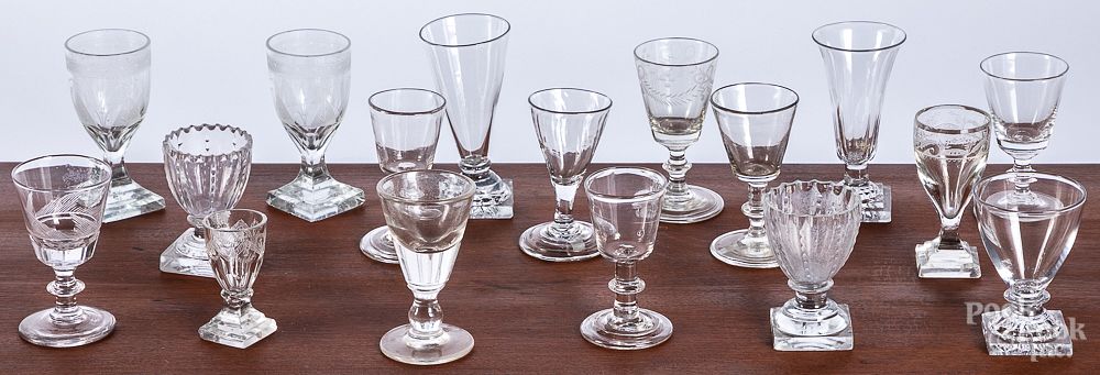 Appraisal: Antique colorless glass cordials Antique colorless glass cordials tallest Dimension