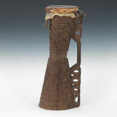 Appraisal: A Rare Asmat Hand Drum West Papua New Guinea Intricately