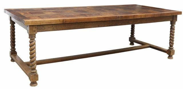 Appraisal: French Provincial oak table late th c thick parquetry tabletop